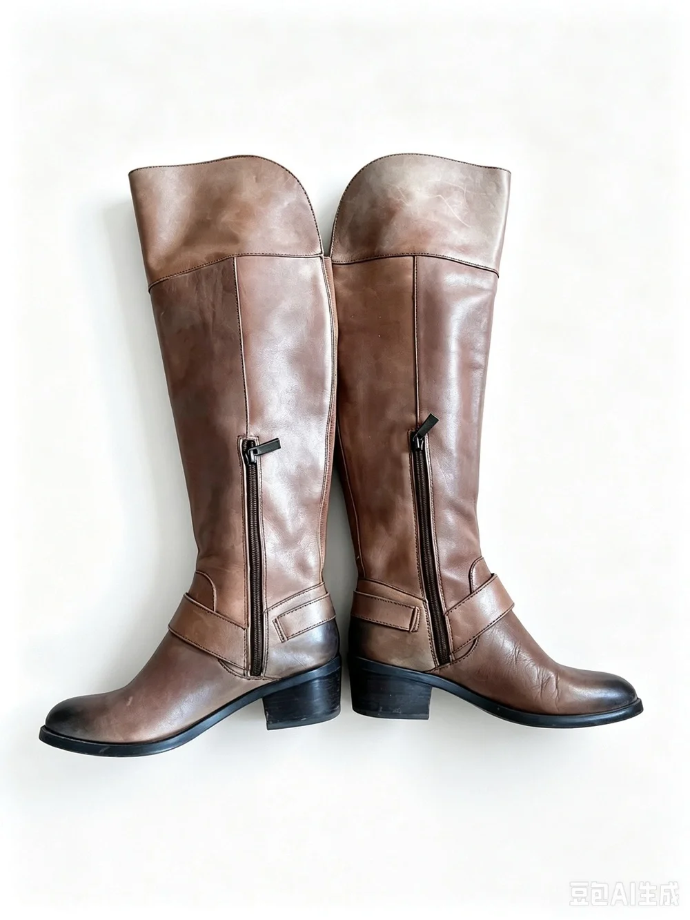 Vince Camuto Burnished Ombré Brown Leather just Over-the-Knee Riding Boots Size6